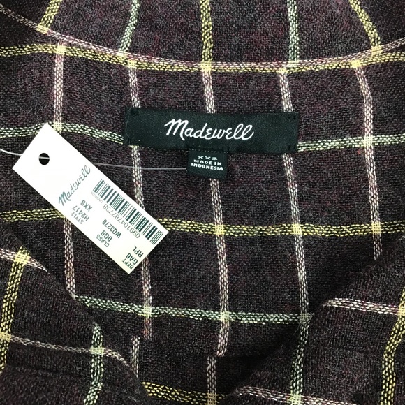 Madewell Deep Purple Plaid Ruffle Button Down Top - Picture 9 of 12